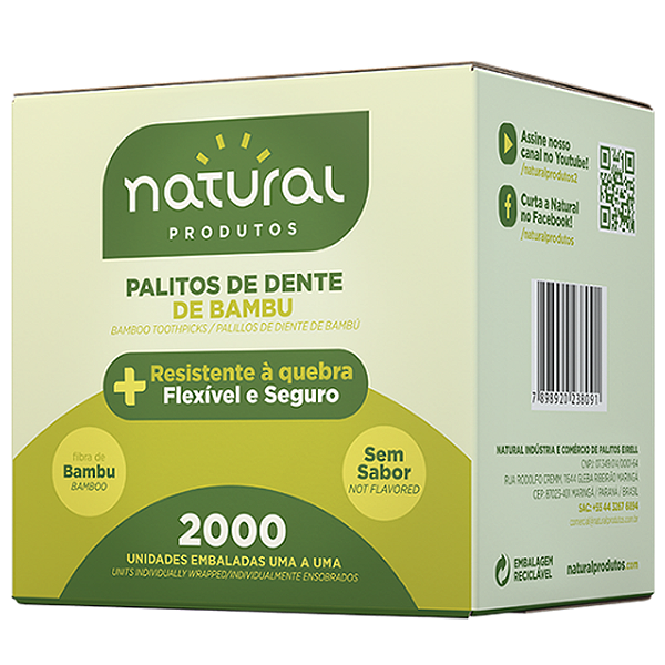 Palito Dente Bambu Sache Plástico 2000Un Natural Palitos