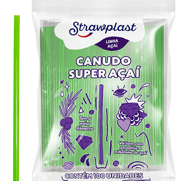 Canudo Super Açai Verde Strawplast