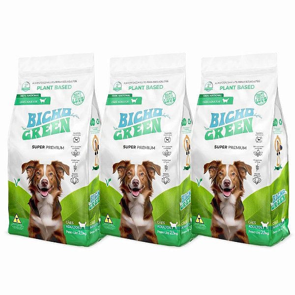Kit Ração Bicho Green Cães - 3 pactes 2.5kg