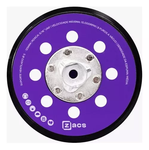 Prato Suporte Ventilado 5" Politriz Roto Orbital - Zacs