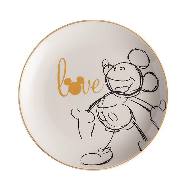 Prato Sobremesa Cerâmica 20cm Mickey Love Kids