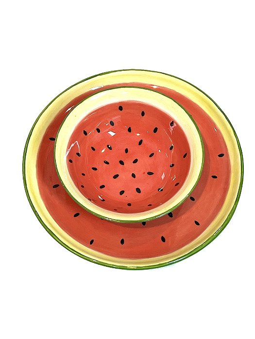 Conjunto Prato de Sobremesa Frutas + Bowl Melancia