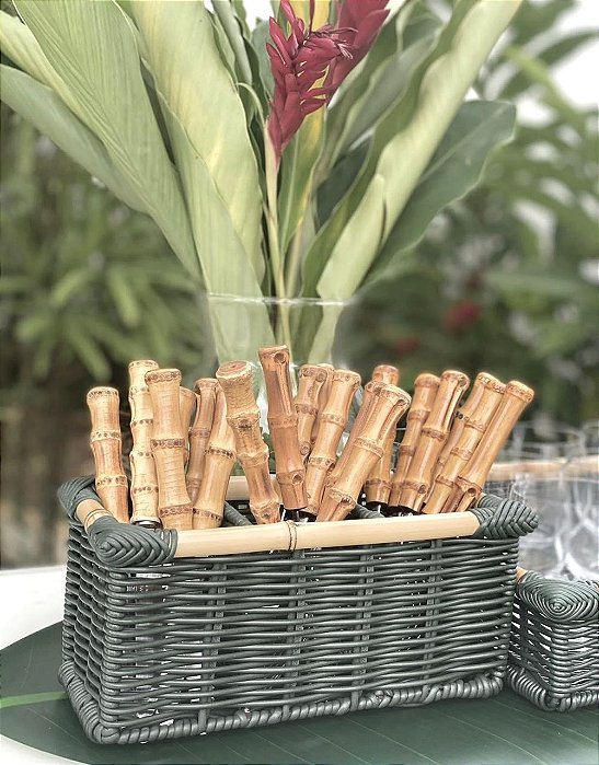 Porta Talher Ferro Bambu Oliva