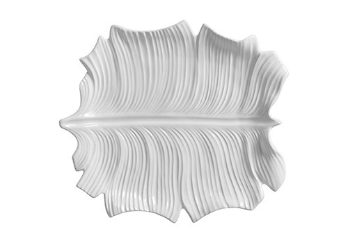 Travessa Folha G Foglio Branca - 44cm x 40cm