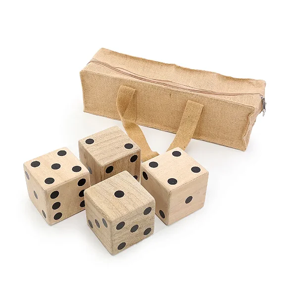 Jogo de Dados em Madeira Natural - 12cm x 20cm x 10cm - 2 Unidades