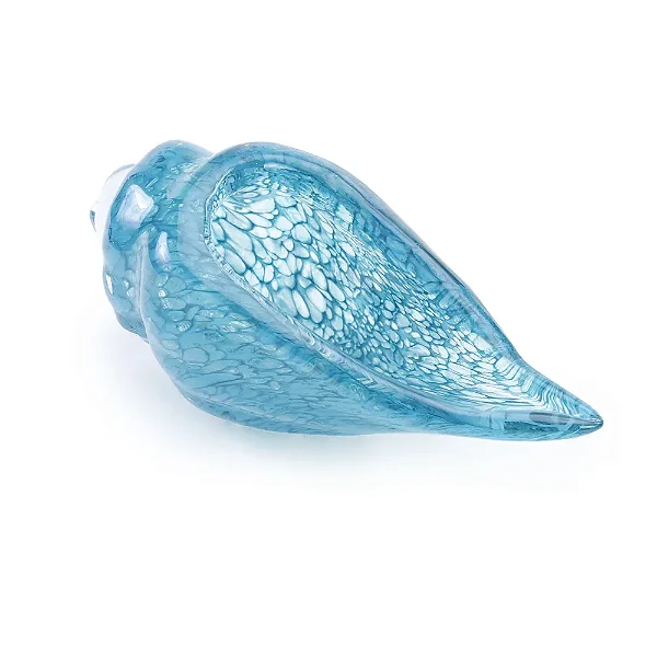 Escultura Concha Decorativo Vidro Azul Turquesa - 9cm x 10cm x 21cm