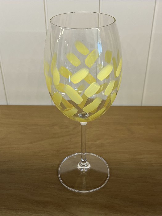 Taça de Cristal Pintada a Mão - 580ml Amarela