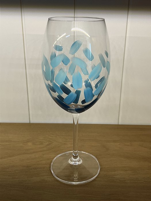 Taça de Cristal Pintada a Mão - 580ml Azul Clara