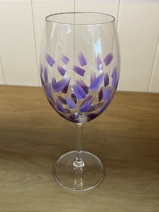 Taça de Cristal Pintada a Mão - 580ml Purple