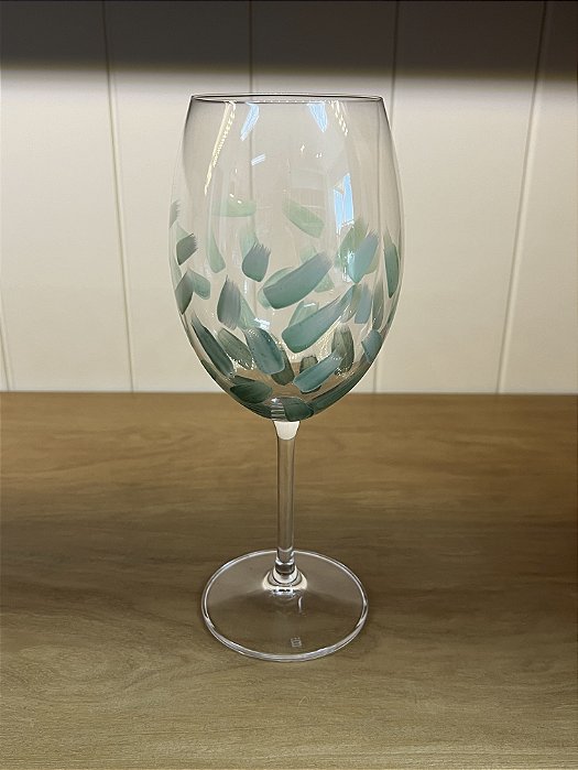 Taça de Cristal Pintada a Mão - 580ml Verde