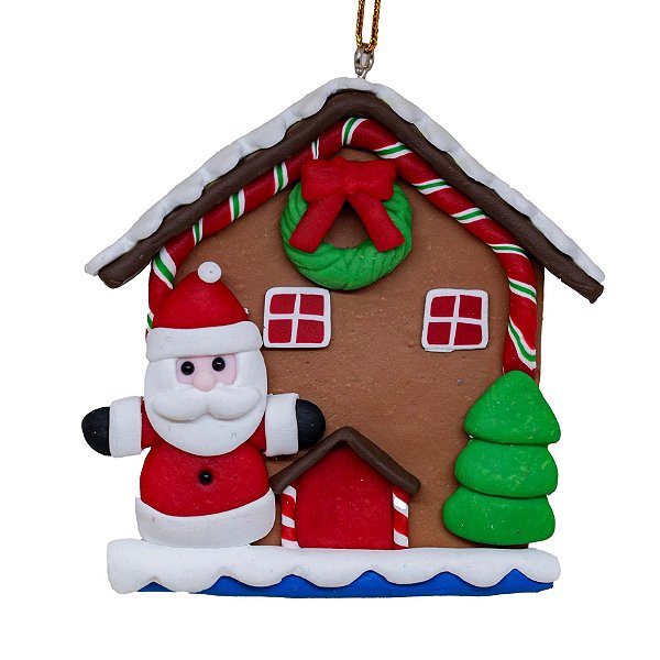 Enfeite para Árvore de Natal Casinha Noel - 7,5cm x 8cm
