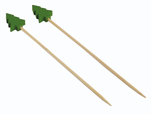 Palitos Aperitivo Decorado Natal Árvore com 50 unidades - 12cm Verde