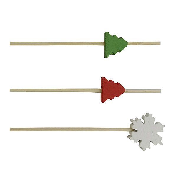 Palitos Aperitivo Decorado Natal com 50 unidades - 12cm
