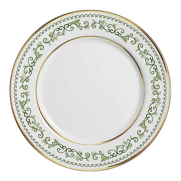Conjunto com 6 Pratos de Sobremesa Classic Christmas Filete Ouro Natal - 21cm