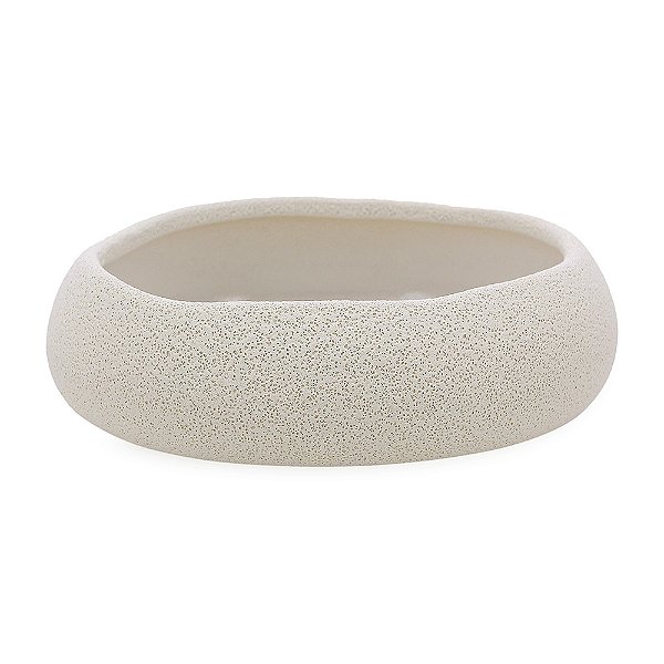Centro de Mesa em Cerâmica Off White - 25cm