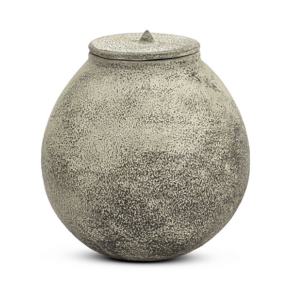 Pote em cerâmica com Tampa Cinza - 25cm x 23cm