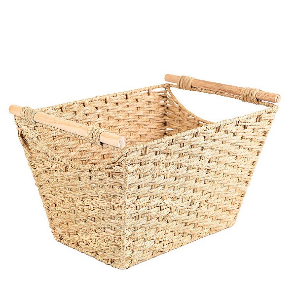 Cesto Retangular de Vime com Alça - 42cm x 26cm