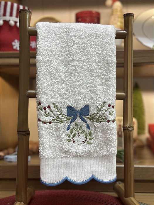 Toalha de Lavabo Felpa Natal Sonho Azul