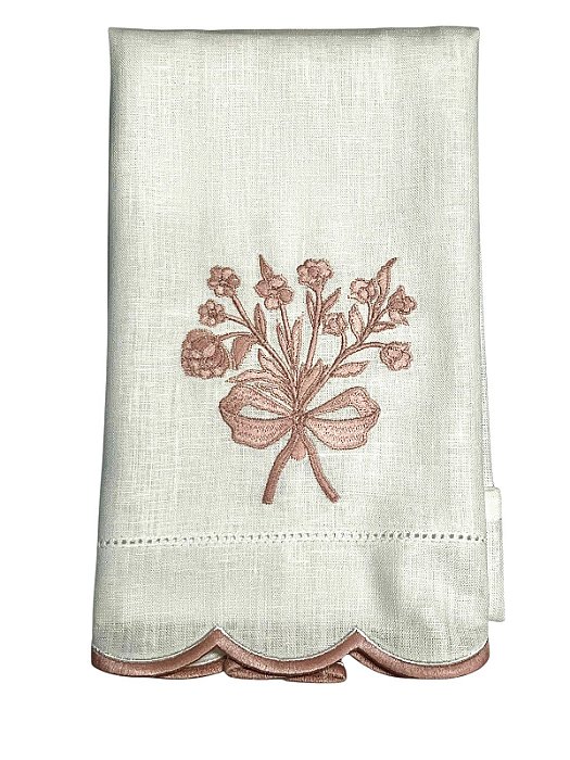 Toalha de Lavabo Linho Bouquet Real Rosa