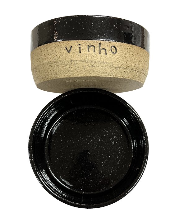 Porta Vinho em Cerâmica Preto