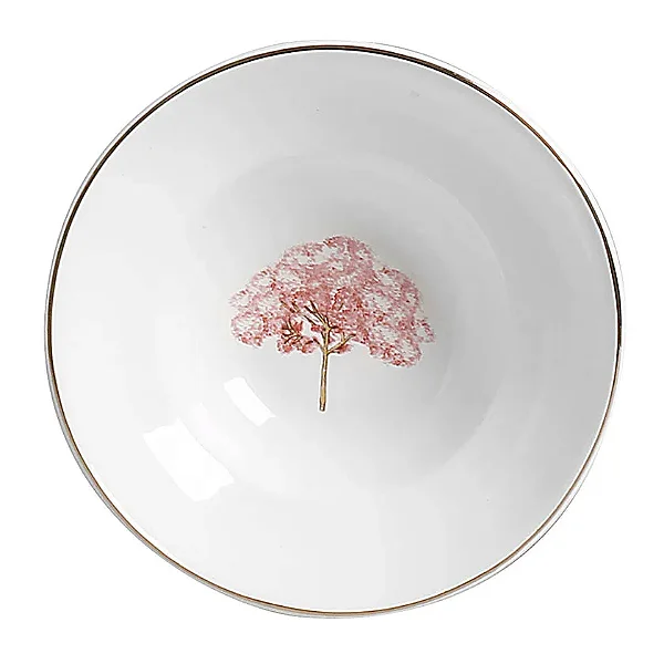 Mini Bowl com Aba com Filete Ouro Ypê Rosa - 16cm
