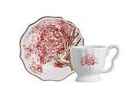 Conjunto Xícara de Café com Pires com Filete Ouro Ypê Rosa