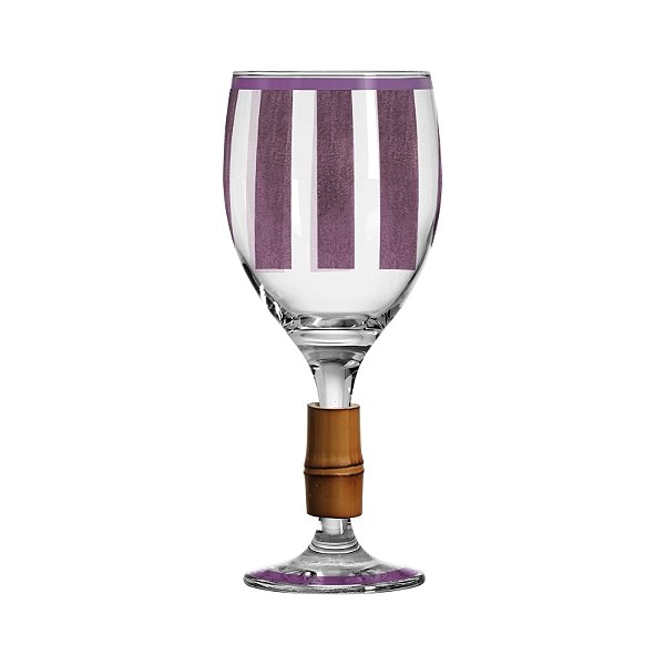 Taça de Vinho Orquidee Lilas Vidro com Bambu - 425ml