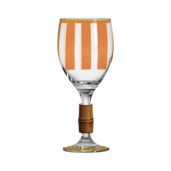 Taça de Vinho Orquidee Laranja Vidro com bambu - 425ml