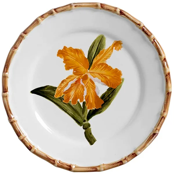 Conjunto Prato Sobremesa Orquidee Laranja - 4 unidades
