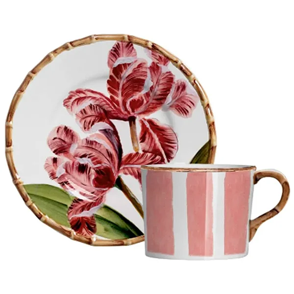 Conjunto Xícara de Café com Pires Orquidee Rosa - 4 Unidades