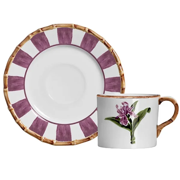 Conjunto Xícara de Chá com Pires Orquidee Lilas - 4 Unidades