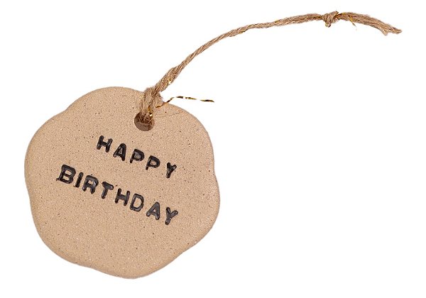 Adorno Placa Flor Wishes Happy Birthday - 8cm x 8cm