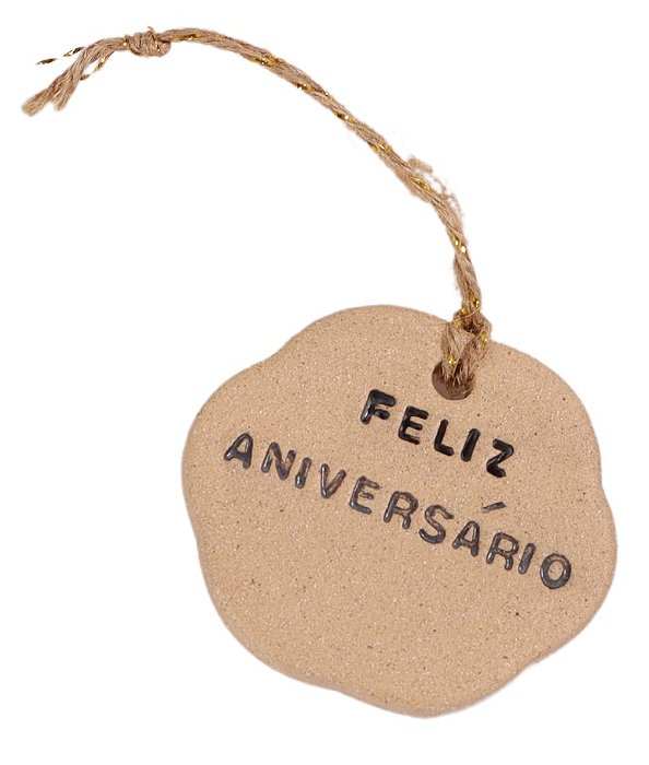 Adorno Placa Flor Wishes Feliz Aniversário - 8cm x 8cm