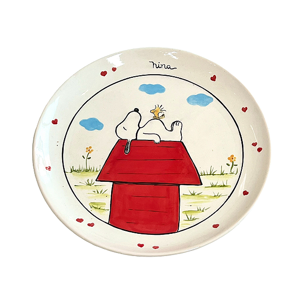 Prato Raso em Cerâmica Snoopy