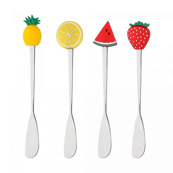 Conjunto 4 Espatulas Aço inox Fruit Prateado