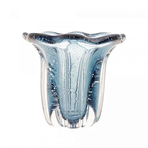 Vaso de Vidro Italy Azul - 14,5cm x 13cm