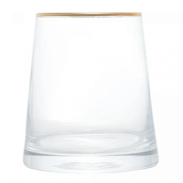 Vaso de Vidro com Fio de Ouro Liz - 11cm x 11cm x 12cm