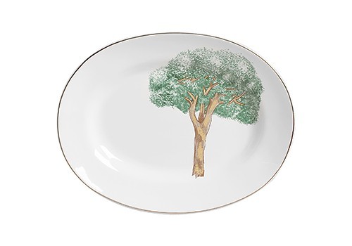 Travessa Grande com Filete Ouro Ypê Verde - 42cm x 33cm