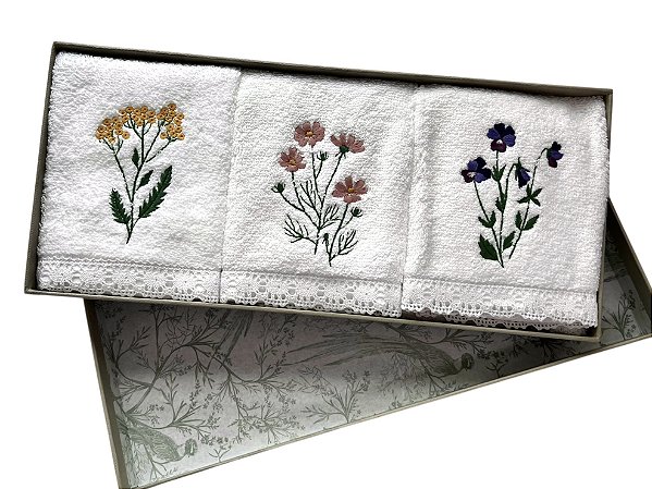 Set Toalha Lavabo Garden - 3 Toalhas 50cm x 35cm