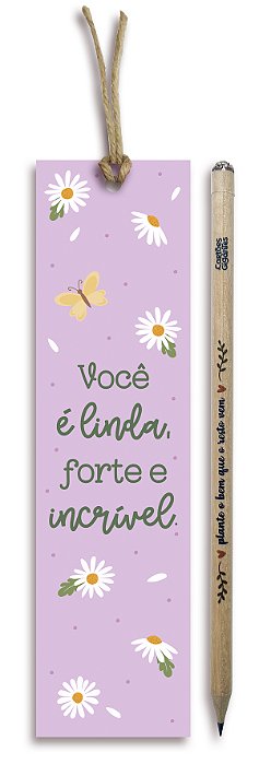 Lápis Semente + Marca Páginas | FEMININA - Cartões Gigantes