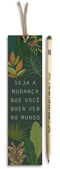 Lápis Semente + Marca Páginas | FOLHAS - Cartões Gigantes