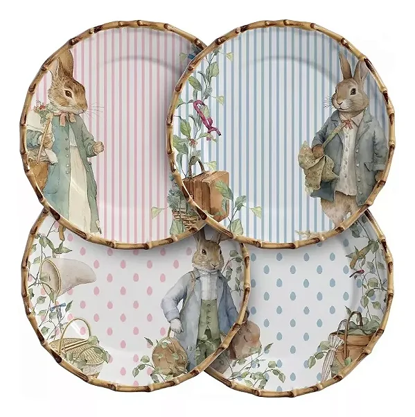 Conjunto Prato Raso Bunny Hug Páscoa 28cm - 4 Unidades