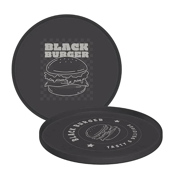 Prato Black Burger em Polipropileno Cinza