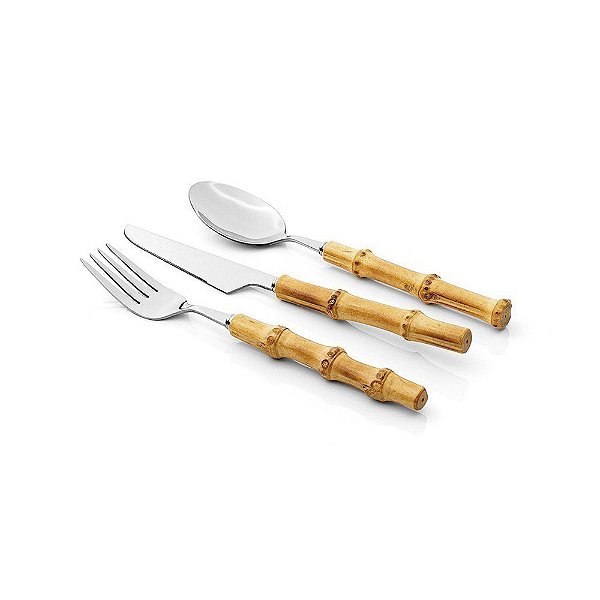 Conjunto de Talheres Garbo Bamboo Natural Silver - 12 Peças