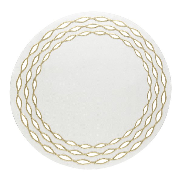 Jogo Americano Olea Branco com Bordado Dourado - 40cm Auguri Casa
