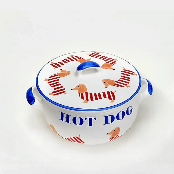 Terrina Redonda com Tampa Hot Dog - 26cm x 21cm