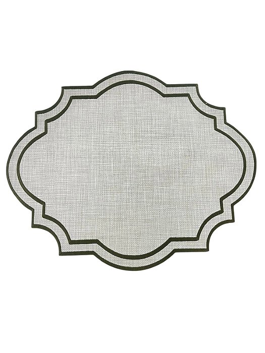 Jogo Americano Oval Classic Dupla Face Palha / Verde - Corino Impermeável