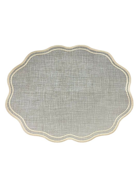 Jogo Americano Oval Nuvem Dupla Face Palha / Branco - Corino Impermeável