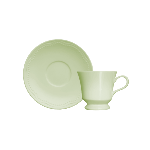 Conjunto Xicara de Café com Pires Cottage Verde Menta - 06 Unidades - 80ml