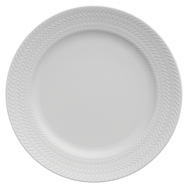 Conjunto Prato Sobremesa Chevron Branco - 06 Unidades